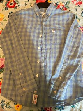 abercrombie kids Blue and Green Plaid Button-Down Shirt